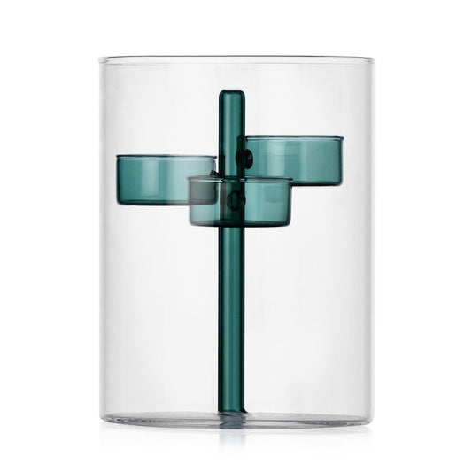 Ichendorf Milano Waxinehouder Petrol – 3 Kaarsen Glas